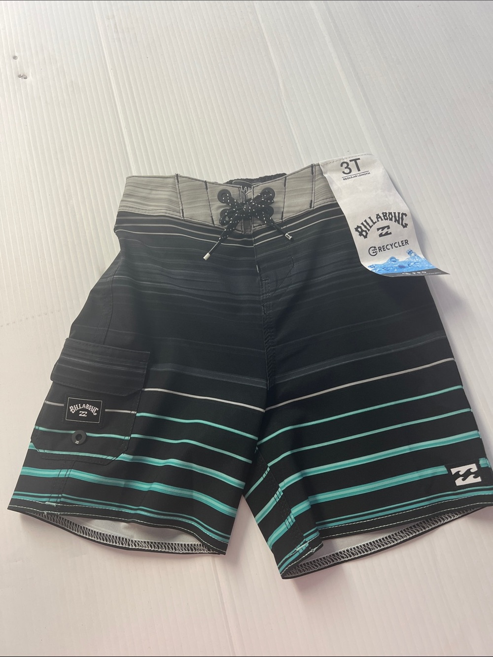 Billabong all day Black & Teal Striped Boys Boardshorts - 3T
